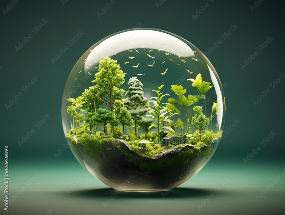 Generous world environment and Earth day concept with green globe Generous world environment and Earth day concept with green globe