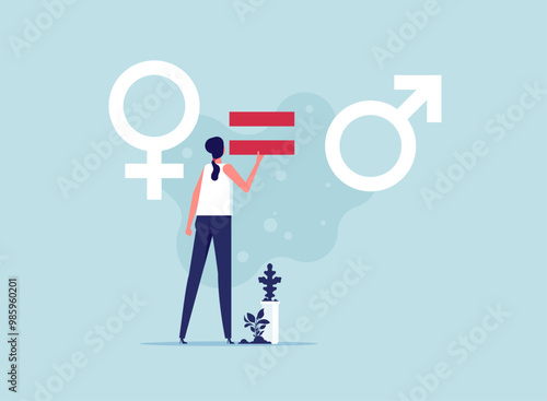 Gender equality equal treatment male and female in society business. Concept balance on man and woman equal opportunities. fair opportunities for different genders