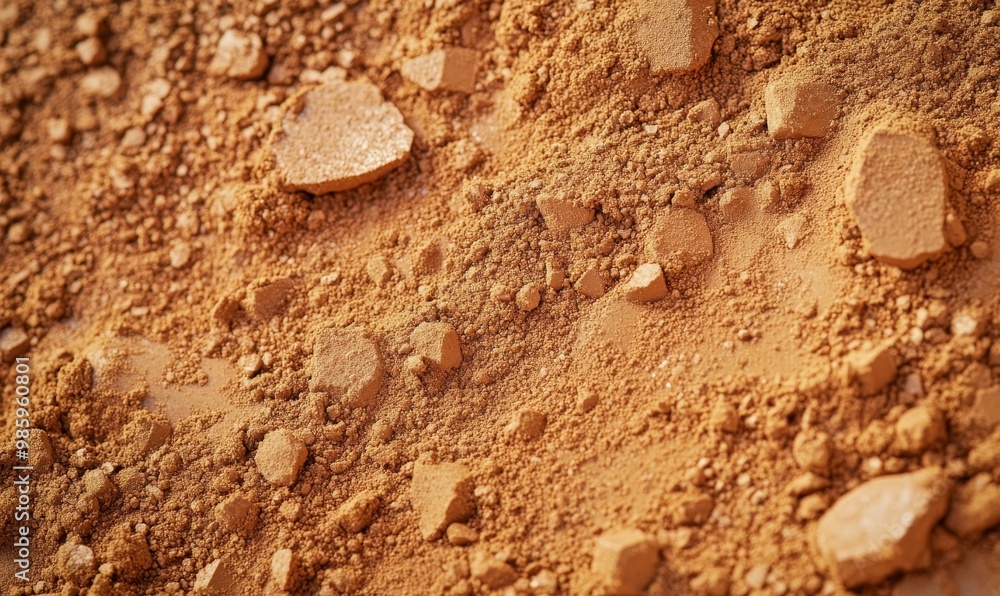 Fototapeta premium Close-up of brown sand and small rocks.