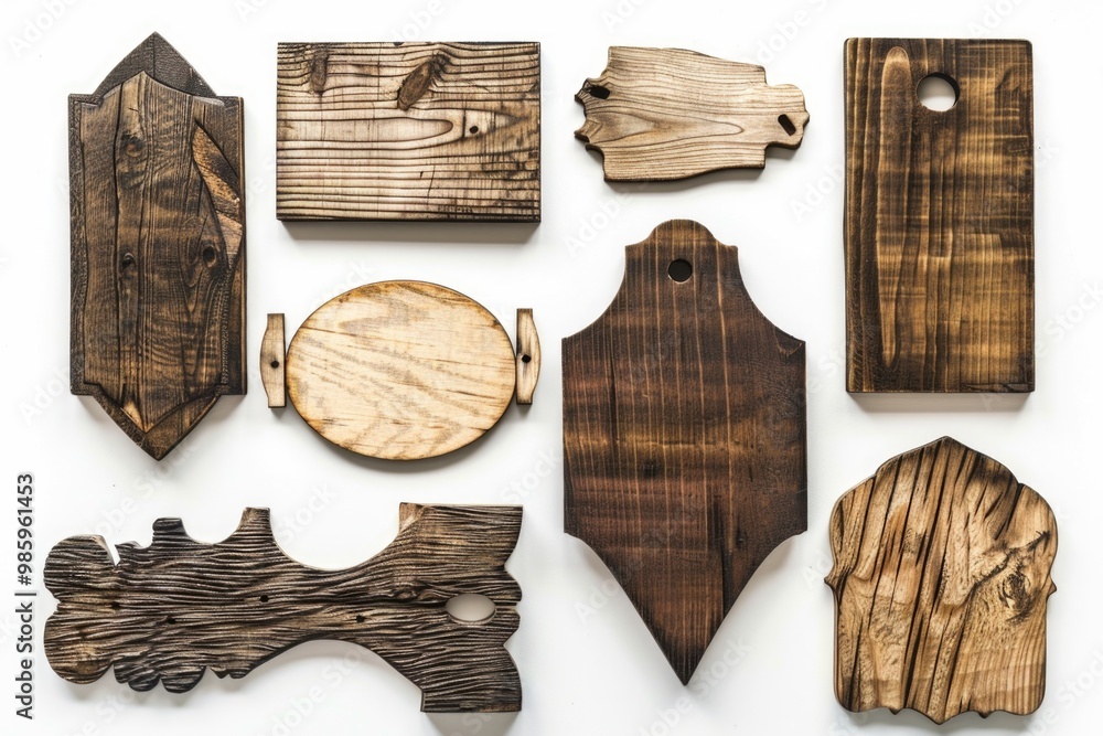 Set of wooden cutting boards with different shapes and sizes, ideal for kitchen use or as decorative item Set of wooden cutting boards with different shapes and sizes, ideal for kitchen use or as decorative item