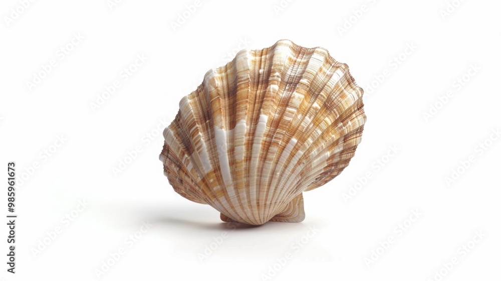 A close-up view of a shell on a white surface, great for photography or design A close-up view of a shell on a white surface, great for photography or design