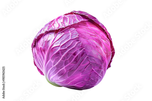 A fresh purple cabbage displays its textured, layered surface, highlighting its vibrant color and crispness, perfect for salads and cooking.