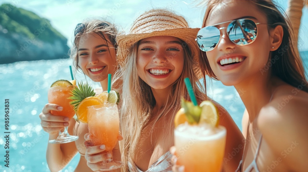 Friends enjoying fruits on a boat party excursion