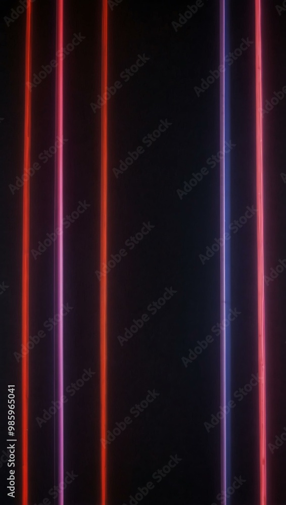Glowing neon vertical lines in red and purple hues. Glowing neon vertical lines in red and purple hues.