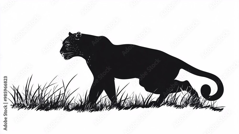 Obraz premium Panther Silhouette in Tall Grass