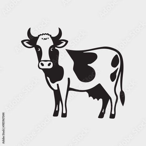 cow Animal logo Isolated Black on White background