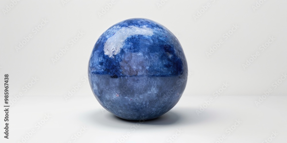 A large blue egg sits on a white surface, perfect for design or photography projects A large blue egg sits on a white surface, perfect for design or photography projects