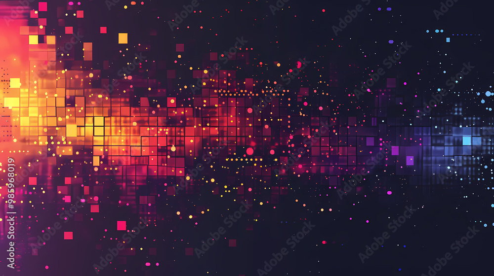 Abstract digital background with a blend of warm and cool colors, showcasing a vibrant, pixelated pattern. Abstract digital background with a blend of warm and cool colors, showcasing a vibrant, pixelated pattern.