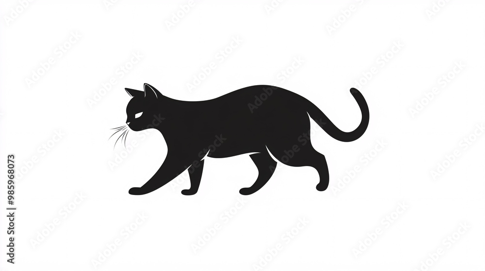 Obraz premium Black Cat Silhouette Logo Design