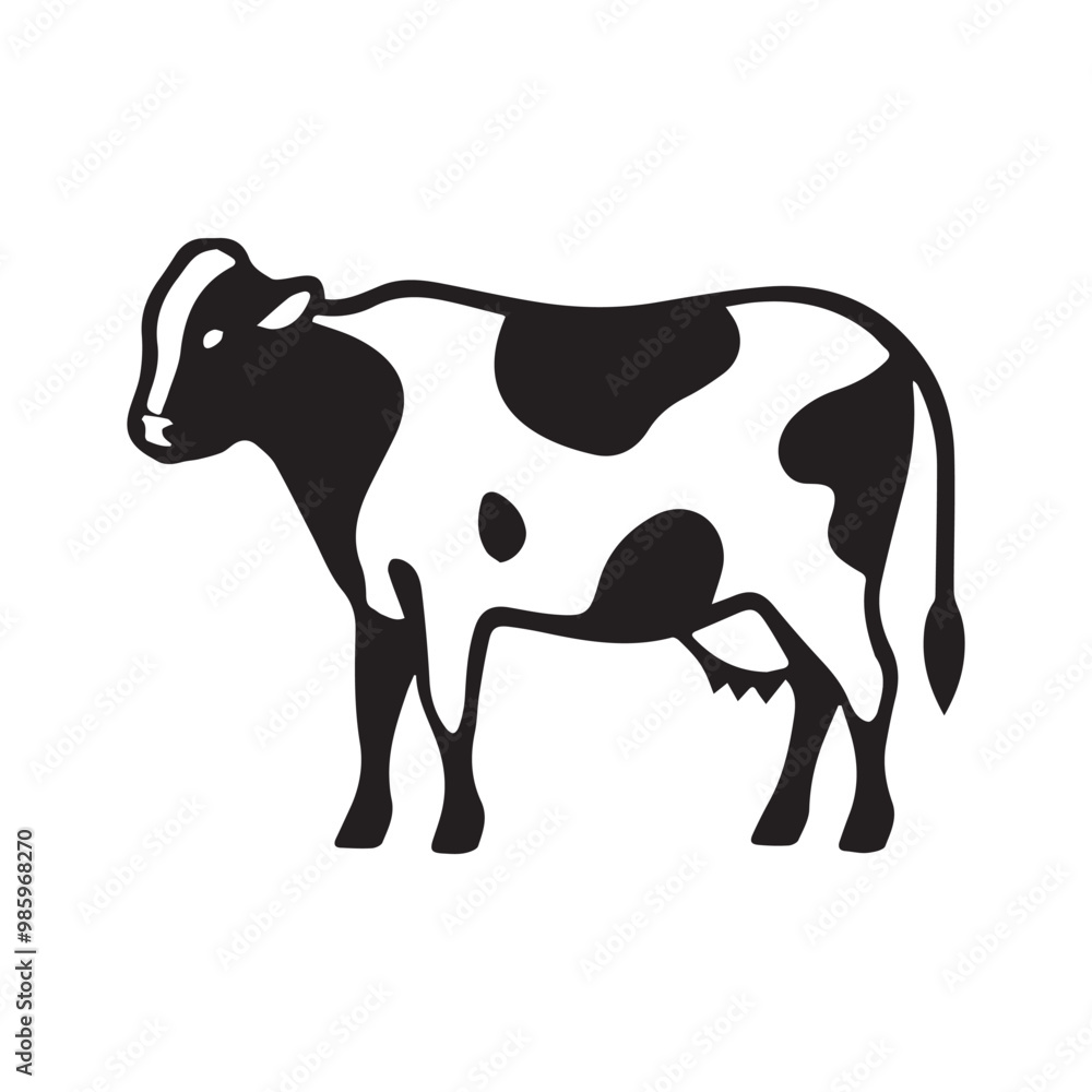 cow Animal logo Isolated Black on White background cow Animal logo Isolated Black on White background