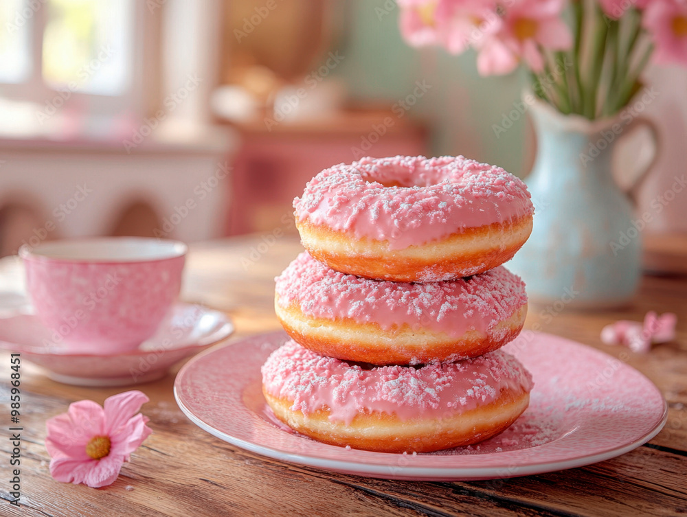 A close-up shot of a variety of donuts on a cooling rack. The donuts are topped with colorful sprinkles A close-up shot of a variety of donuts on a cooling rack. The donuts are topped with colorful sprinkles