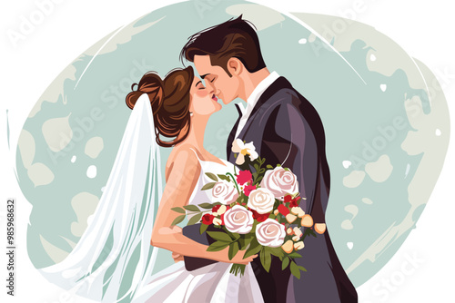 Elegant Wedding Icon Clipart Isolated on White Background