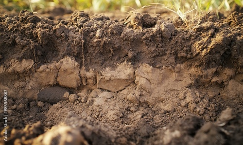 Obraz na płótnie Close-up of soil with different layers. w salonie