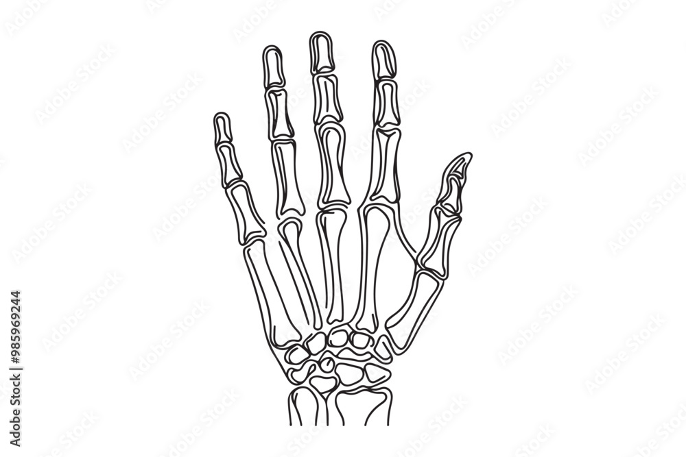 Fototapeta premium hand skeleton in single line style. vector illustration