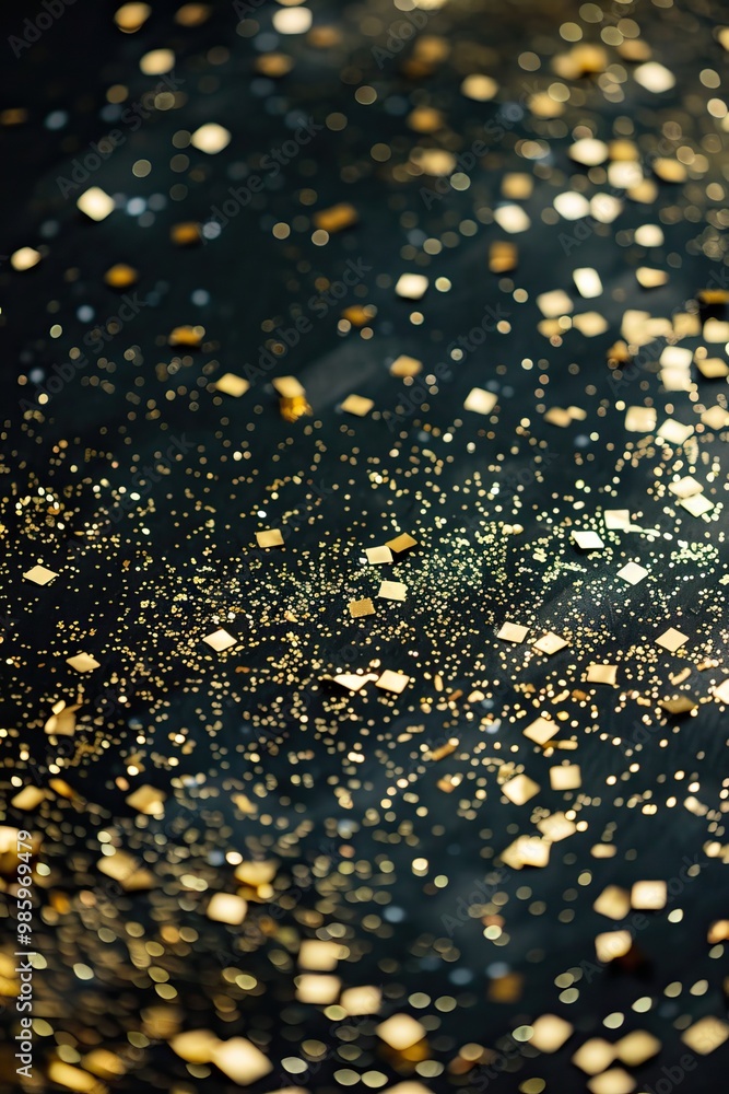Gold confetti on a black background. glitter texture Gold confetti on a black background. glitter texture