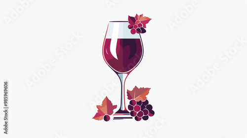 Elegant Wine Logo and Icon Flat Vector on White Background