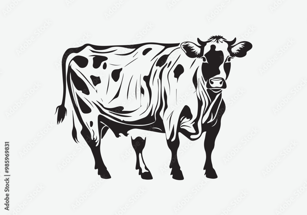 cow Animal logo Isolated Black on White background cow Animal logo Isolated Black on White background