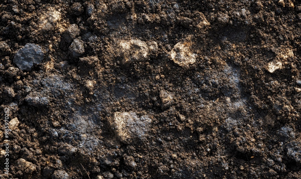 Dark, rough, textured dirt ground. Dark, rough, textured dirt ground.
