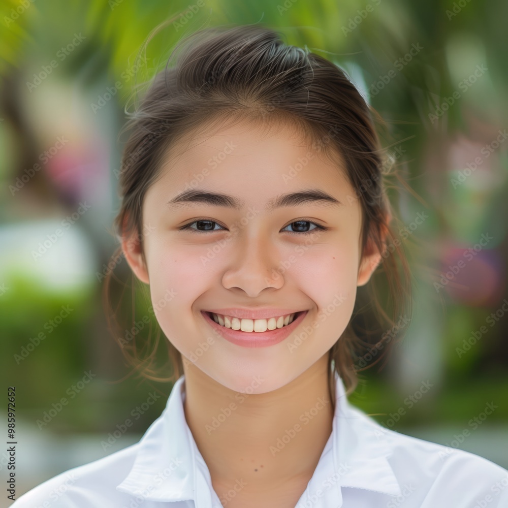A smiling Black student stands confidently in her school uniform, embodying the joy of learning A smiling Black student stands confidently in her school uniform, embodying the joy of learning