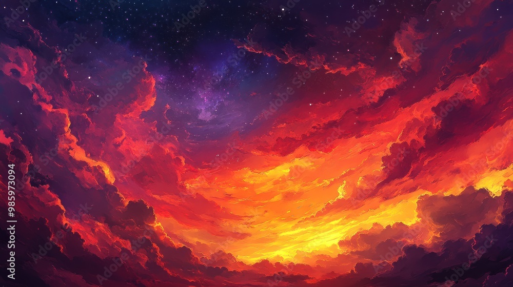 A rich sunset background with the sky illuminated in brilliant shades of orange, red, and purple as the sun sets, creating a dramatic and vibrant display. A rich sunset background with the sky illuminated in brilliant shades of orange, red, and purple as the sun sets, creating a dramatic and vibrant display.
