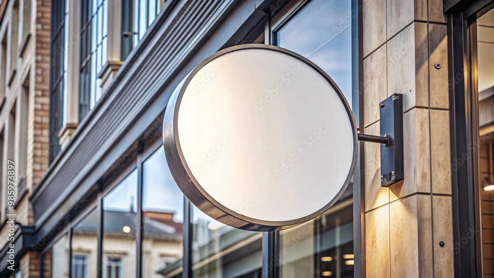 Fototapeta premium blank minimal circular shop signboard mockup