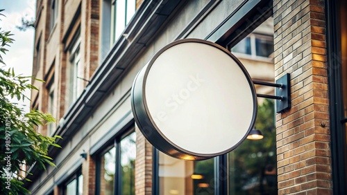 blank minimal circular shop signboard mockup