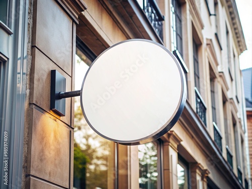 blank minimal circular shop signboard mockup