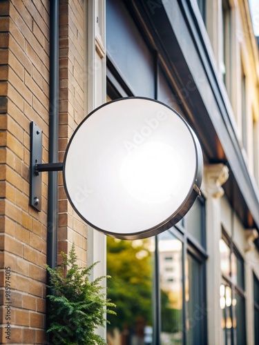 blank minimal circular shop signboard mockup