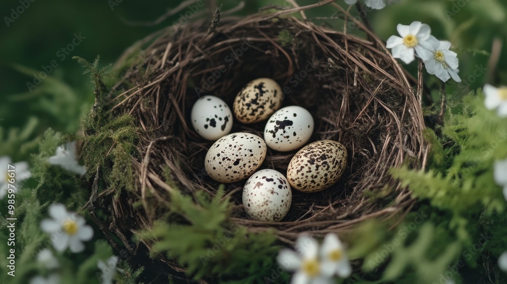 Obraz premium Quail eggs herald spring