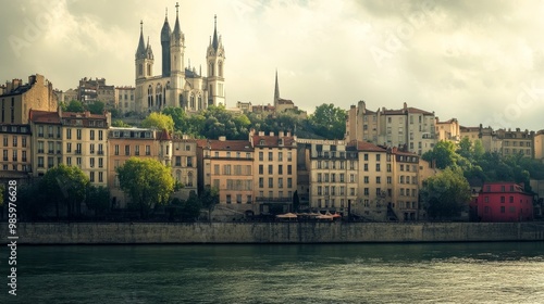 Fourviere watches over Lyon and Saone River.