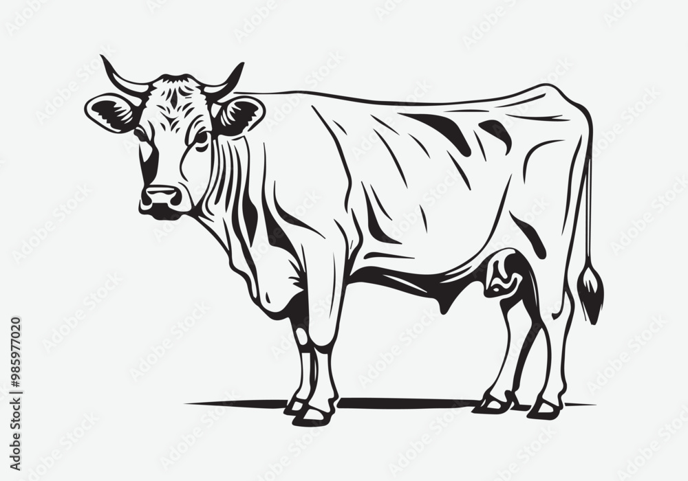 cow Animal logo Isolated Black on White background cow Animal logo Isolated Black on White background