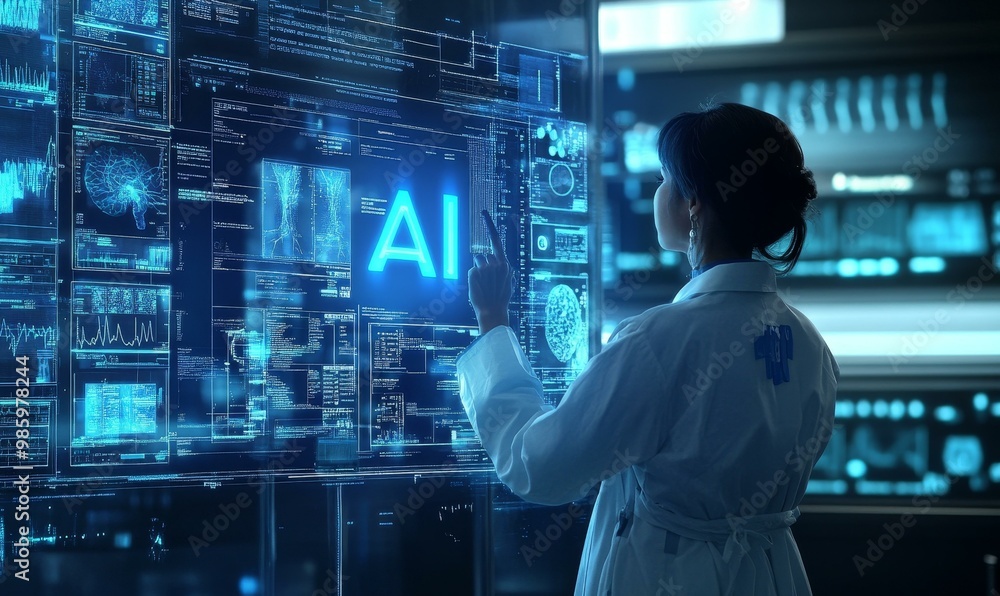 Doctor interacts with AI medical interface. Doctor interacts with AI medical interface.