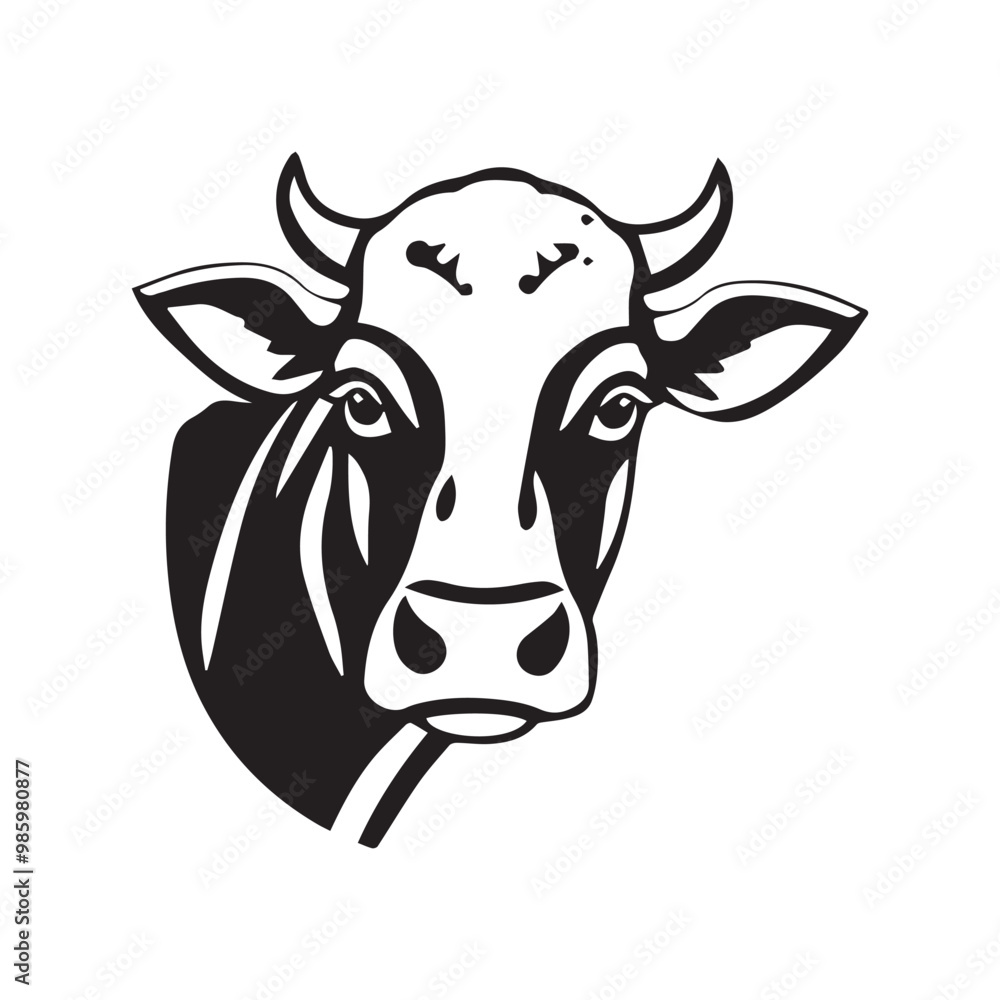 cow Animal logo Isolated Black on White background cow Animal logo Isolated Black on White background