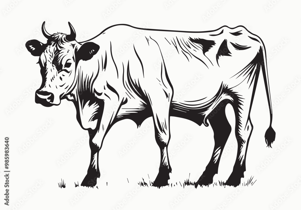 Fototapeta premium cow Animal logo Isolated Black on White background