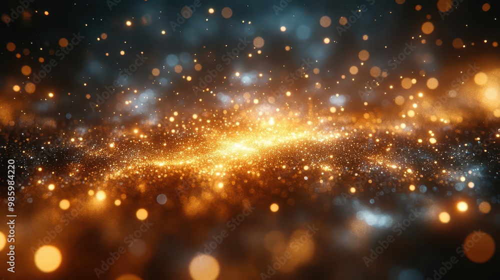 Fototapeta premium magical starburst pattern explodes across night sky shimmering gold and silver sparkles create dazzling celestial display festive atmosphere evoked through intricate light trails