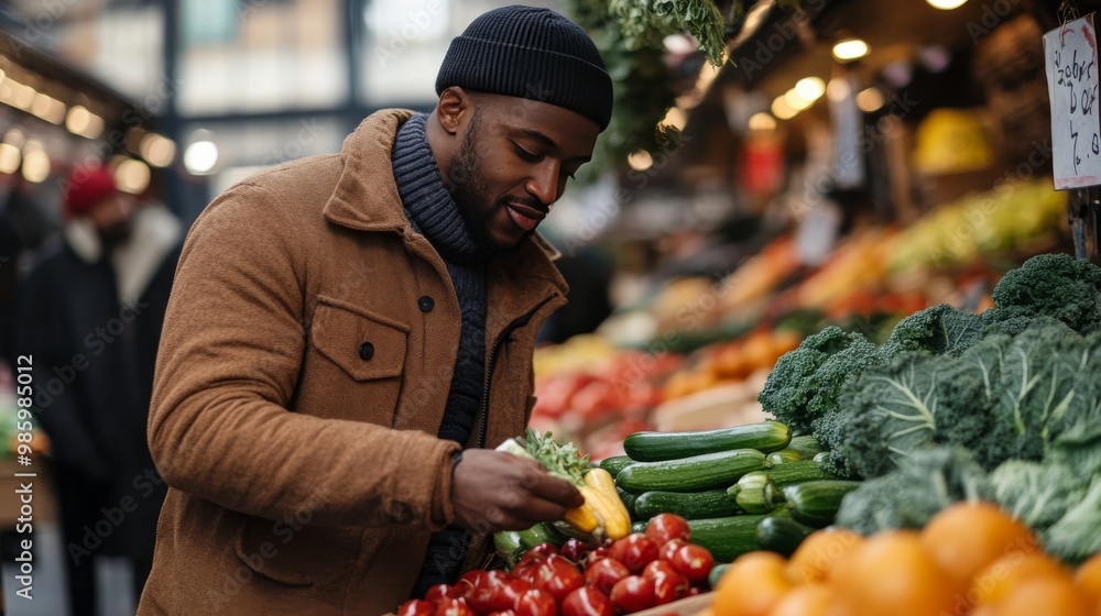 Youth shops for vegetables. Youth shops for vegetables.