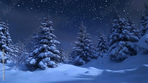 Wallpaper Mural Snow-Covered Pine Trees Under a Starry Night Sky Torontodigital.ca