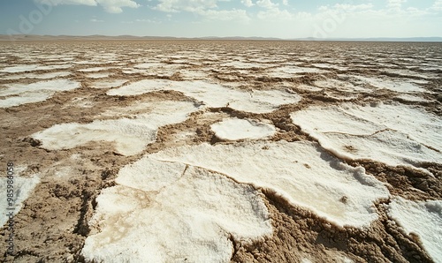 Salt flats in a desert landscape. photo