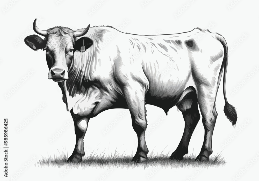 Fototapeta premium cow Animal logo Isolated Black on White background