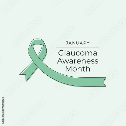 National Glaucoma Awareness Month vector design template good for celebration usage. National Glaucoma Awareness Month design. Green ribbon. continuous line drawing. eps 10.