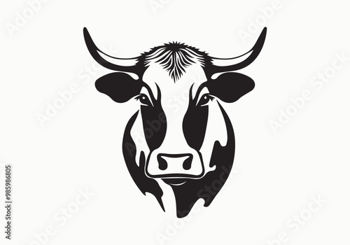 cow Animal logo Isolated Black on White background
