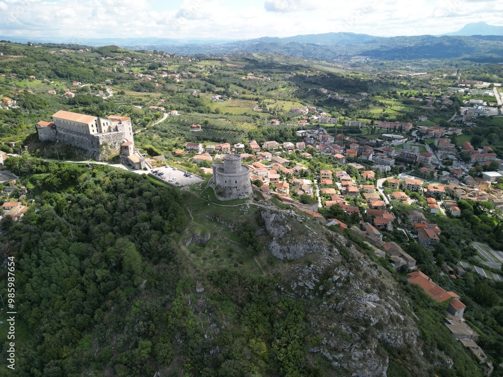 Fototapeta premium ancient castle tower of Montesarchio,, benevento, campania, Italy