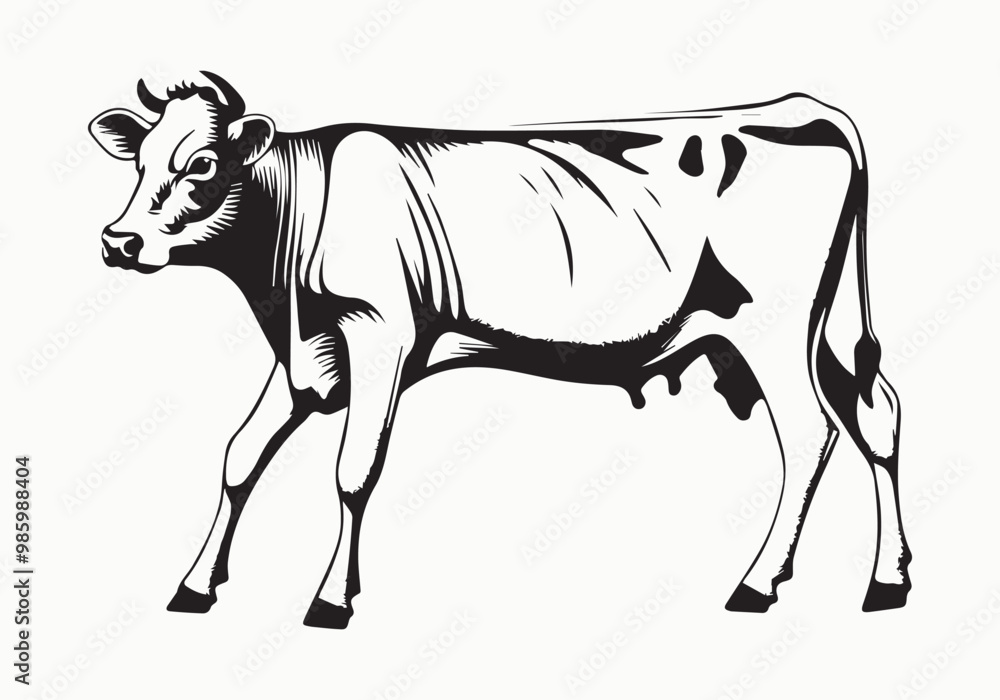 cow Animal logo Isolated Black on White background cow Animal logo Isolated Black on White background