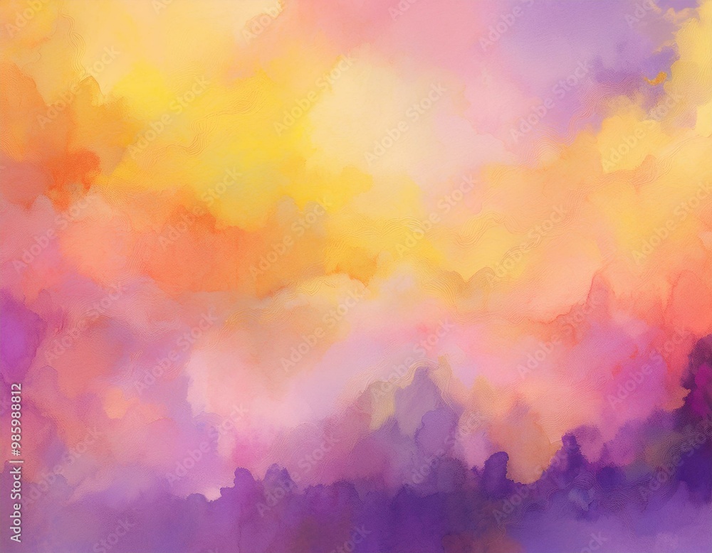 beautiful hues of yellow gold pink and purple in hand painted watercolor background design with paint bleed and fringing in colorful sunrise or sunset colors in cloudy shapes beautiful hues of yellow gold pink and purple in hand painted watercolor background design with paint bleed and fringing in colorful sunrise or sunset colors in cloudy shapes