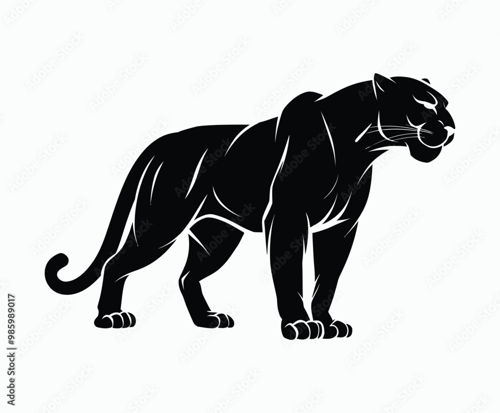 Wild animal black panther silhouette EPS vector isolated illustration template on a white background Wild animal black panther silhouette EPS vector isolated illustration template on a white background