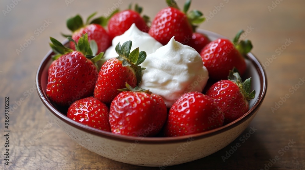 Refreshing strawberries in creamy bliss Refreshing strawberries in creamy bliss