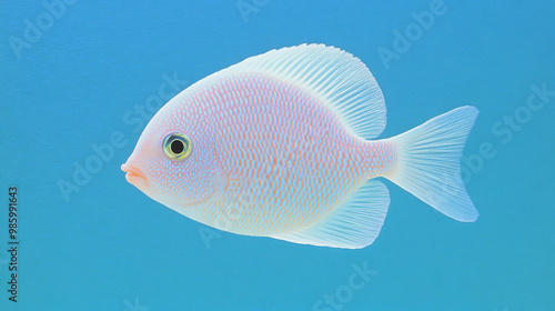 Soft White Pink Fish in Calm Blue Waters photo