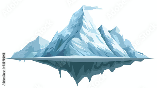 Snowy Floating Mountain Isolated Vector