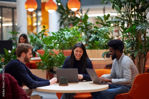 Multicultural Team Collaborating in Modern Co-Working Space