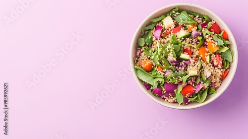 Wallpaper Mural Roasted Vegetable Quinoa Salad on Pastel Purple Background with Copy Space Torontodigital.ca